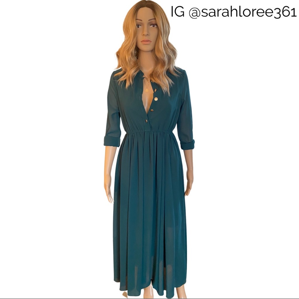 Forest Green Long-Sleeve Dress (M)